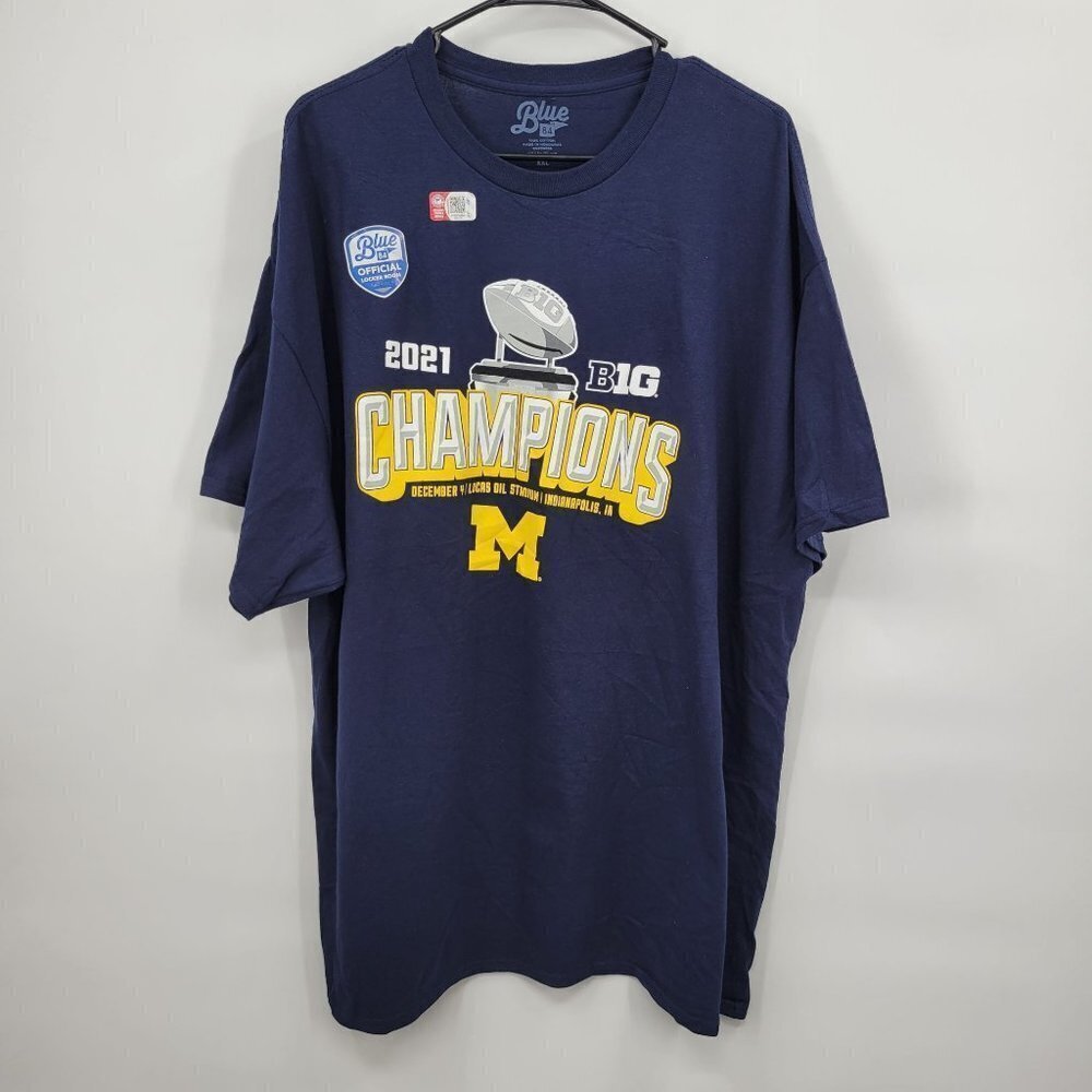Blue Big Champion 2021 Michigan Graphic Print T-Shirt Big Tall Cotton XXL Men